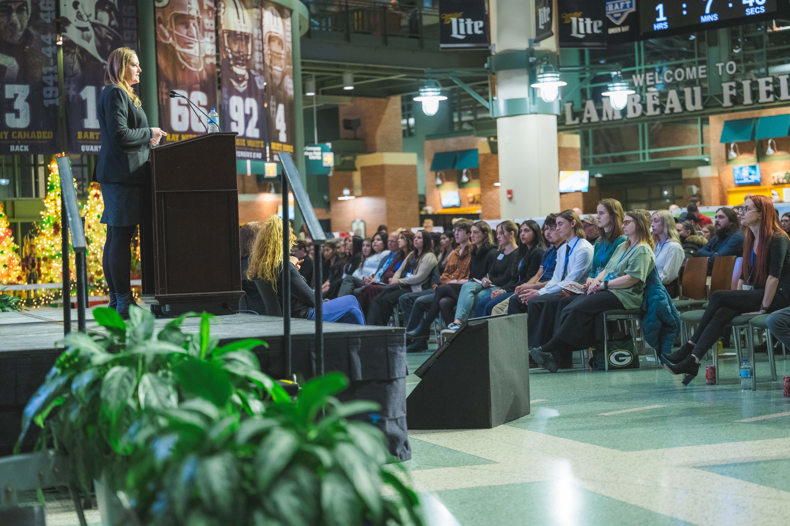 Keynote speaker, Laurel Legenza, from UW-Madison addresses the audience